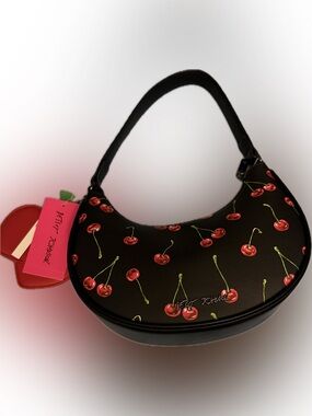 Betsey Johnson Black Multi Shoulder Bag with Red Accent
